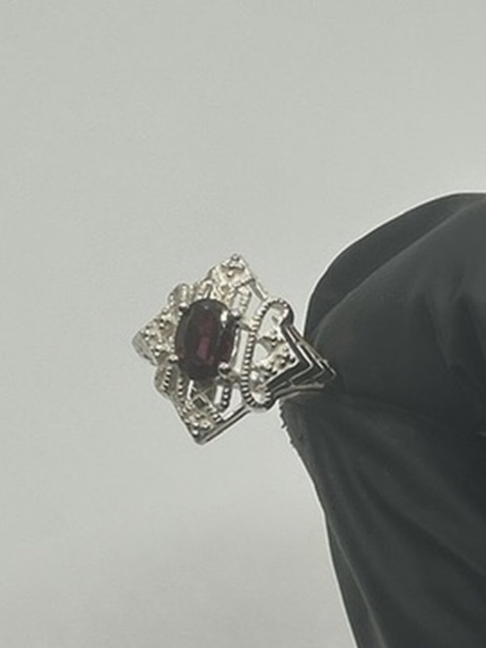Dainty Garnet Stone Ring 925 Sterling Silver Womens Thin Delicate Size 7